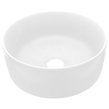 Lavabo De Lujo Redondo Cerámica Blanco Mate 40x15 Cm Vidaxl
