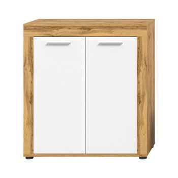 Aparador alto 2 puertas blanco y roble wotan l80 cm