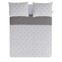 set cama 240x220cm  2 almohada 50x85cm algodon gris calaveras scalpers