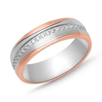 Anillo de mujer de plata 925 bicolor con circonita