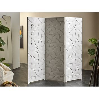 Biombo Tallado A Distintas Profundidades Blanco  180x4x182cm