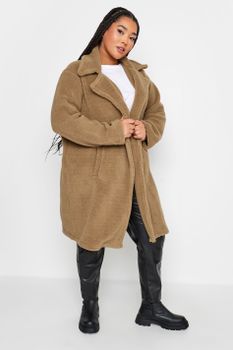 Yours Chaquetón Beige De Peluche, Mujer Curvy Y Tallas Grandes, Yours