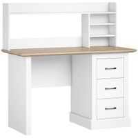homcom escritorio para ordenador con 3 cajones 120x55cm escritorio con almacenamiento estantes abiertos y gran superficie roble y blanco