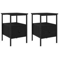 pack 2 uds mesita de noche  armario de noche  mesa de noche con cajon roble negro 34 x 36 x 50 cm