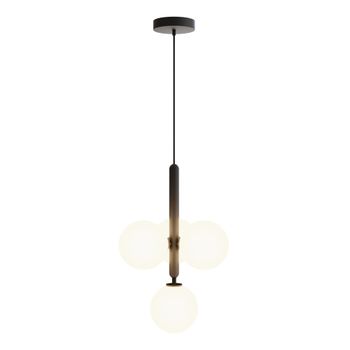 Lámpara colgante 3 luces esféricas negra y cristal opalino ip20 4xg9