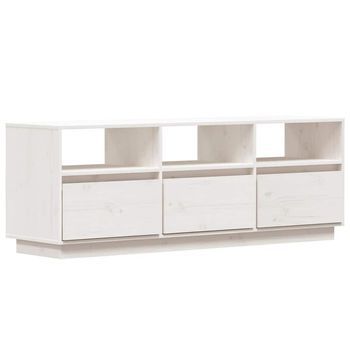 Mueble De Tv De Madera Maciza De Pino Blanco 140x37x50 Cm Vidaxl