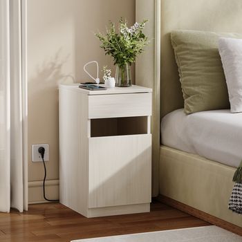 Mesita De Noche - Mueble De Dormitorio - Mdf - Madera Clara (33x40x61.5cm)