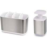 joseph joseph bathroom beauties set 2 piezas r soporte para cepillo de dientes y dosificador de jabon acero inoxidable elegante y funcional