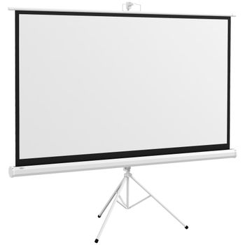 HOMCOM Pantalla de Proyección con Soporte Portátil 100 Pulgadas Formato 16:9 con Altura Ajustable 221x124 cm Blanco