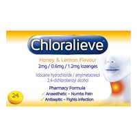 chloralieve honey  lemon sore throat lozenges