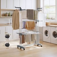 tendedero plegable de 4 niveles con ruedas de color blanco