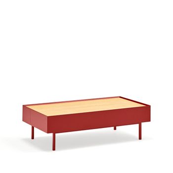 Mesa de centro con 2 cajones burdeos