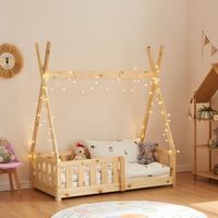 cama infantil tipi helsingborg con reja de seguridad pino 140x70cm - natural encasa