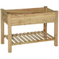 outsunny jardinera elevada con estante de almacenamiento en madera huerto cuadrado elevado sobre patas 113 x 56 x 84 cm verde   aosom espana