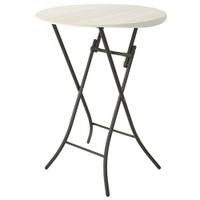 mesa redonda plegable alta lifetime o84x110 cm crema