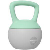 sportnow pesa rusa 10 kg kettlebell relleno de arena metalica mango antideslizante para entrenar en casa 21x21x30cm verde y gris