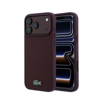 Funda para móvil Lacoste Petit Piqué Burdeos Compatible con MagSafe para iPhone 17 Pro y 18 Pro