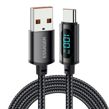 Cable de datos MENSAJE 7A / PD 29W / PD 100W Tipo C a USB A / Tipo C / iP de carga rápida con pantalla digital para Sams