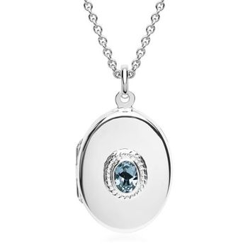 Cadena de plata con medallón de topacio azul
