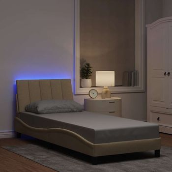 Cama Individual | Cama Para Adultos | Estructura De Cama Sin Colchón Tela Crema 80x200 Cm Cfw2419869
