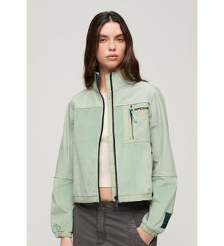 Superdry para mujer. W5011658A Chaqueta híbrida Trekker verde (S), Casual, Poliéster, Manga larga
