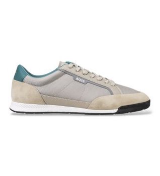 BOSS para hombre. 50568486 Zapatillas con ribete de ante y suela estriada beige (45), Plano, Cordones, Casual