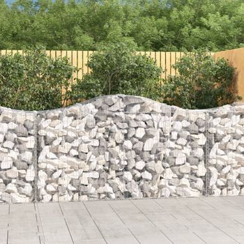 Cesta Gaviones | Gavión Para Piedras | Gavión Decorativo Forma Arco Hierro Galvanizado 200x50x100/120 Cm Cfw748774