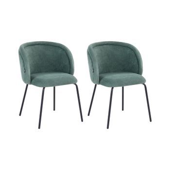Conjunto De 2 Sillas De Comedor Tapizadas Sin Reposabrazos Diseño Retro Base De Metal Verde Claro Sarasota