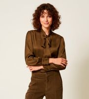 twinset para mujer 252tt2361 camisa de raso de jacquard verde 42 casual viscosa manga larga