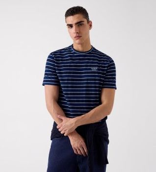 Guess para hombre. M6GI12K2993 Camiseta a rayas marino (M), Casual, Algodón, Manga corta