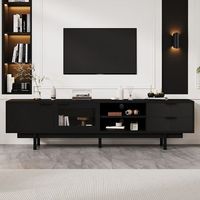 sweiko mueble para tv 200x40x505 cm 2 puertas 2 cajones gran capacidad de almacenamiento carga de 45 kg diseno sobrio y moderno negro