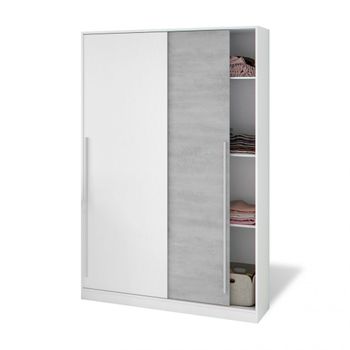 Armario de puertas correderas 120x200 cm blanco cemento
