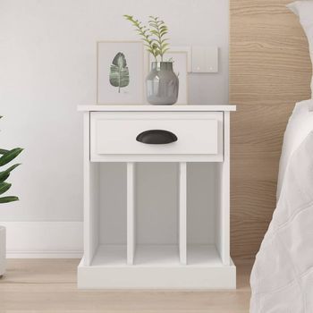 Mesita De Noche - Mueble De Dormitorio - Madera Contrachapada - Blanco (43x36x50cm)