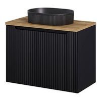 mueble bajo newport con lavabo ovalado 2 puertas 80x71x40 cm - negroroble encasa