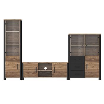 Conjunto De 3 Muebles De Sala Colección Darwin. Color Picea Y Negro.