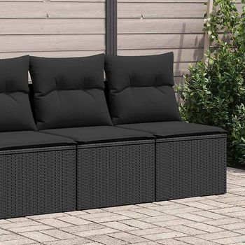 Set Sofás Jardín Y Cojines 2 Uds | Juego De Muebles De Jardín Ratán Sintético Acacia Negro Cfw73521