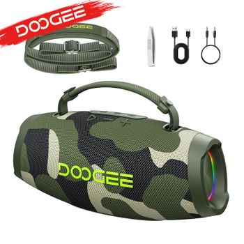 Altavoz Bluetooth DOOGEE Wild Boom, 100W RMS, Bajos Potentes, Boombox para Fiestas, Sonido Estéreo Nítido, IP55 Impermeable, con Luces de Colores, Caja de Sonido Portátil