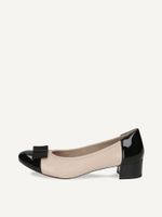 caprice pumps beige made of leather and textile with block heel size 375