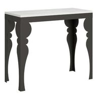 consola vintage de 14 plazas de 40 a 306 cm dina-color blanco-soporte 2 pies-alargaderas 5 extensiones