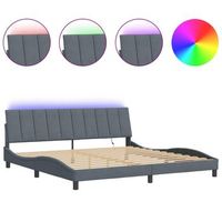 cama matrimonial  cama para adultos  estructura cama con luces led terciopelo gris oscuro 200x200 cm