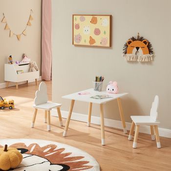 Juego Infantil De Mesa Y 2 Sillas Hovle Mdf En Forma De Nubes Blanco [en.casa]