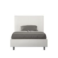 cama de una plaza y medio  sin somier acolchada 120x200 cuero sintetico blanco goya