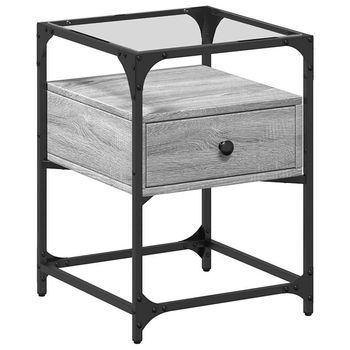 Mesita De Noche Madera De Ingeniería Gris Sonoma 40x40x55 Cm Vidaxl