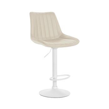 Taburete de bar regulable y giratorio en Simil cuero Crema