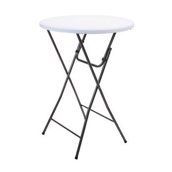 Mesa Alta Blanca Ø80x110cm Con Patas Negras Well Home