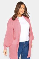 yours cardigan de punto rosa con manga globo mujer curvy y tallas grandes yours