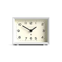 reloj de pared clasico redondo de metal blanco perla