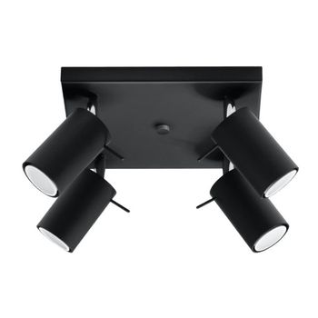 Plafón vinivi negro, 4 luces