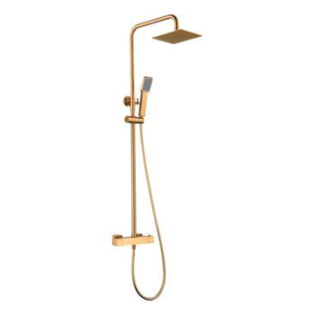 Columna De Ducha Termostática Oro Con Cuerpo De Latón Acero Y Acabado Pvd