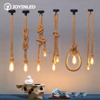 luces colgantes de cuerda de canamo vintage industrial e27 iluminacion interior con personalidad de atico para loftsala de estarcandelabro colgante de bar